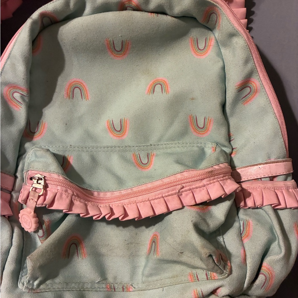 SweetHoney Mint Rainbow Backpack with Pink Trim